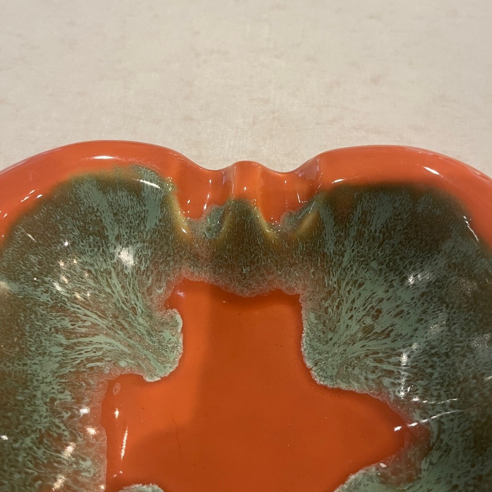 Handcrafted Orange and Green Ceramic Decorative Bowl - Picture 3 of 8